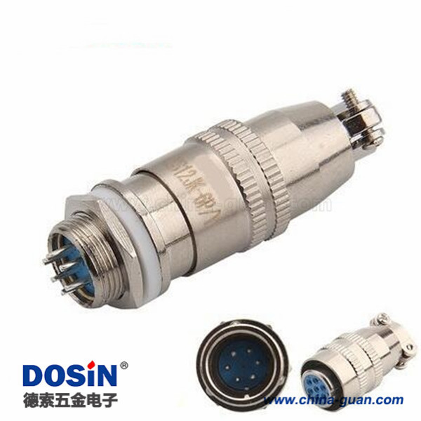 XS12 6芯圓形連接器黃銅鍍金開孔12MM