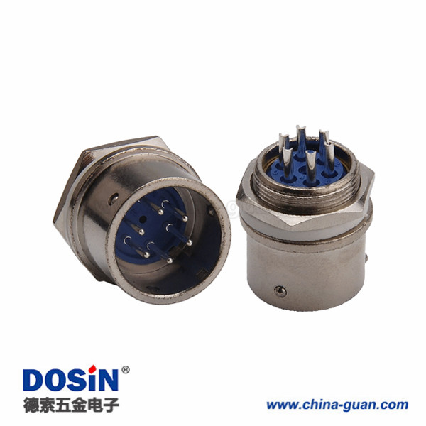 187 XS16圓形卡扣式接頭6芯公頭面板安裝連接器