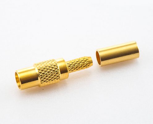 壓接式接頭MCX母頭直式銅鍍金50Ω