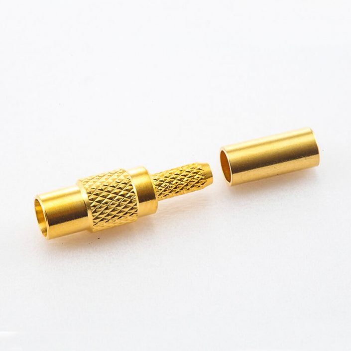 18(8) 壓接式接頭MCX母頭直式銅鍍金50Ω