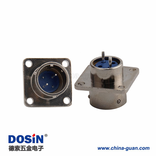 XS16 2芯方形接頭公頭面板安裝圓形連接器