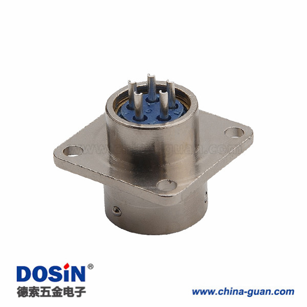 航空插座XS16-5芯法蘭4孔方座