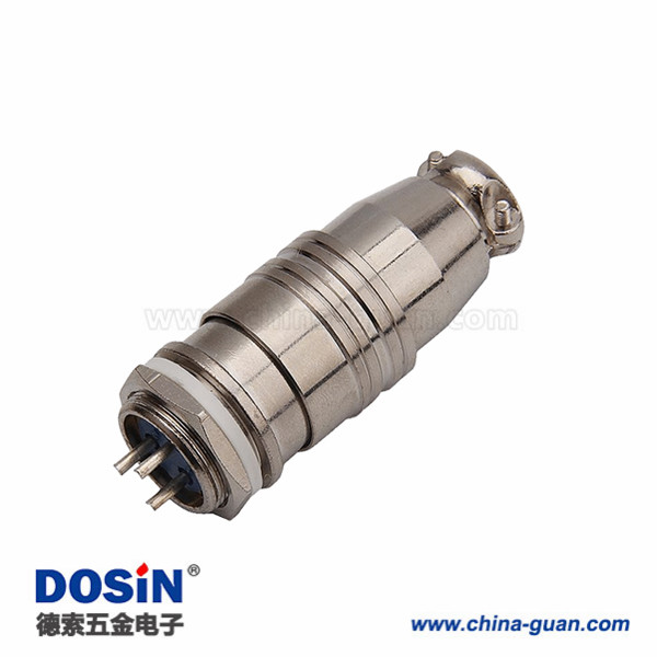 XS16 正裝圓形連接器螺紋連接航空插頭插座3芯