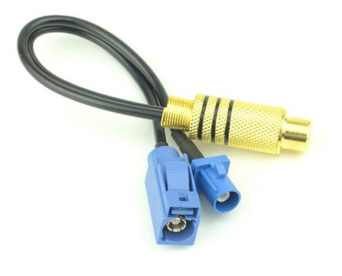 汽車連接器Fakra C型公母二合一轉RCA母頭接RG174線束