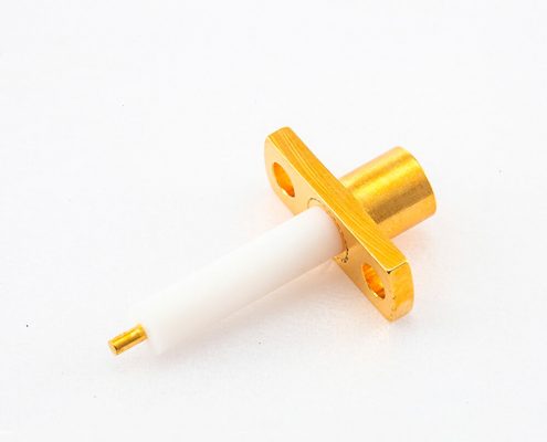 兩孔母接頭MCX直式兩孔法蘭銅鍍金50Ω