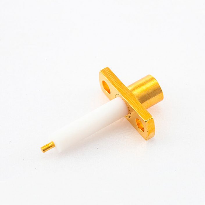 2(9元) 兩孔母接頭MCX直式兩孔法蘭銅鍍金50Ω