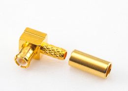 MCX同軸線焊接接頭公頭彎式銅鍍金50Ω