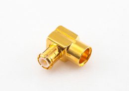 MCX射頻同軸連接器壓接式接頭公頭彎式銅鍍金50Ω