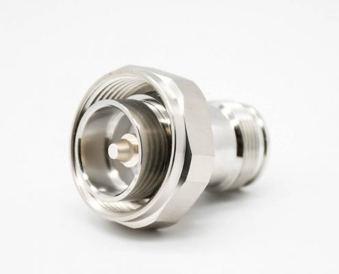 DIN型轉(zhuǎn)接頭直式DIN7-16公轉(zhuǎn)4.3/10公頭RF轉(zhuǎn)接頭鍍鎳連接器