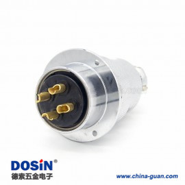 航空插頭反裝GX40 直式4芯電纜反裝公插頭圓盤母插座