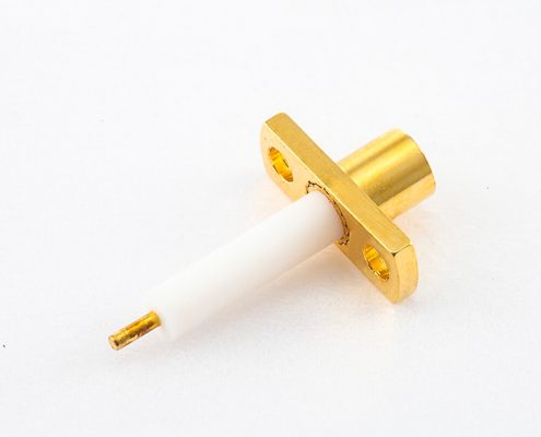 面板安裝連接器MCX母直式兩孔法蘭銅鍍金50Ω