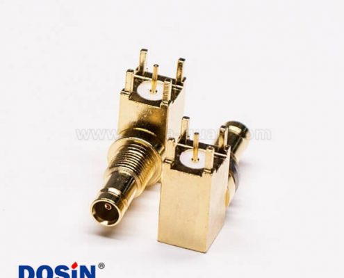 DIN 1.0 2.3接頭彎式母頭插板穿墻接PCB板