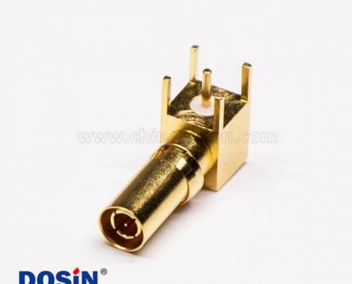 DIN 1.0/2.3公頭彎式鍍金穿孔式接PCB板