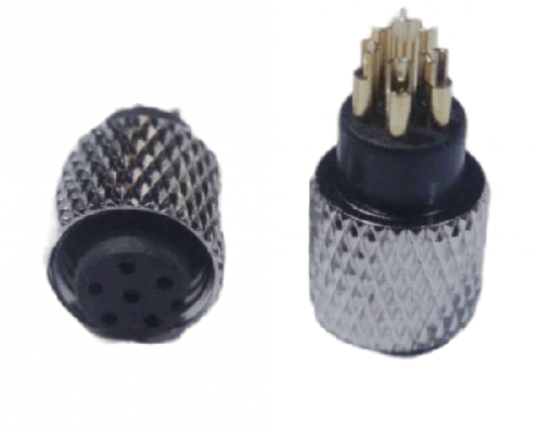 M8連接器6芯母頭直式A扣焊接式不帶屏蔽接線注塑連接器