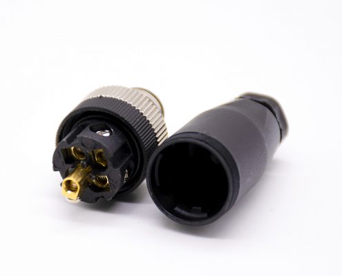 m12連接器5針母頭直式前鎖板焊線B編碼編碼