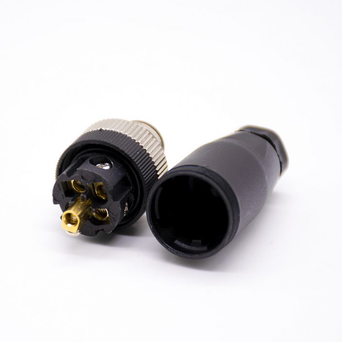 m12連接器5針母頭直式前鎖板焊線B編碼編碼