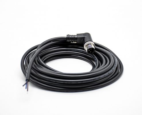 M12連接器3芯公彎頭A型編碼帶線型注塑線單邊線5M