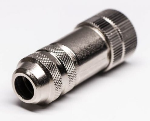 M12現(xiàn)場組裝插頭A編碼5芯母直式帶屏蔽金屬外殼