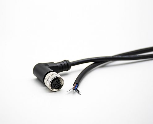 安費(fèi)諾M12連接器4芯A-code母頭彎頭成型式帶線(xiàn)2M不帶屏蔽