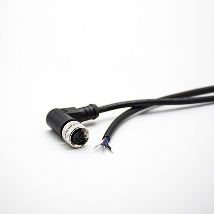 安費(fèi)諾M12連接器4芯A-code母頭彎頭成型式帶線2M不帶屏蔽