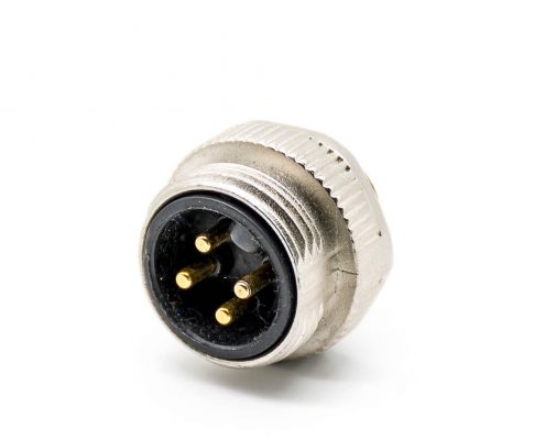 7/8連接器四芯公頭焊線注塑頭帶屏蔽直式