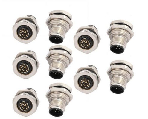 M12 8芯板端接頭公頭前鎖板焊線插座開板尺寸M16*1