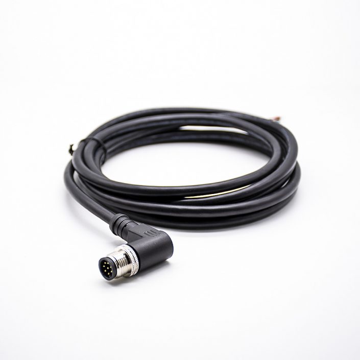 30 (3) M12標(biāo)準電纜A編碼8芯母頭彎式180度注塑線2米不帶屏蔽