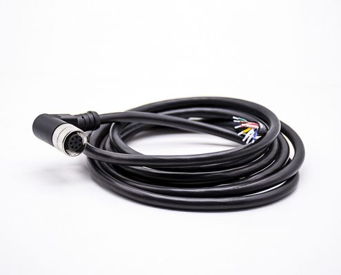 M12連接器8芯A型母彎頭不帶屏蔽注塑線2M
