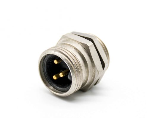 7/8連接器焊線 3芯公頭面板安裝后鎖板帶屏蔽