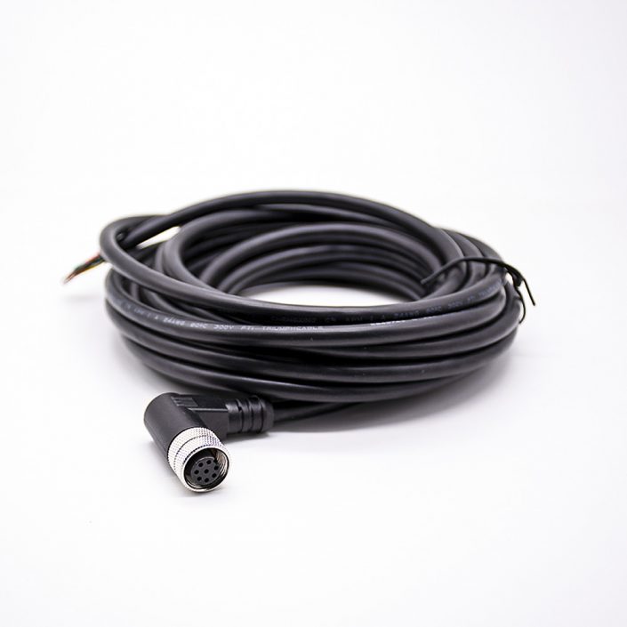 M12連接器8pinA型母彎頭不帶屏蔽單邊線注塑線2M