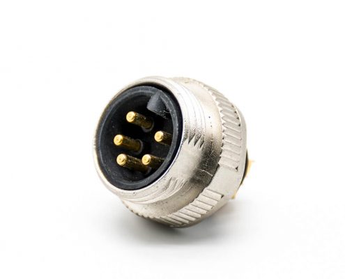 7/8連接器注塑5芯公頭接線焊線直式帶屏蔽