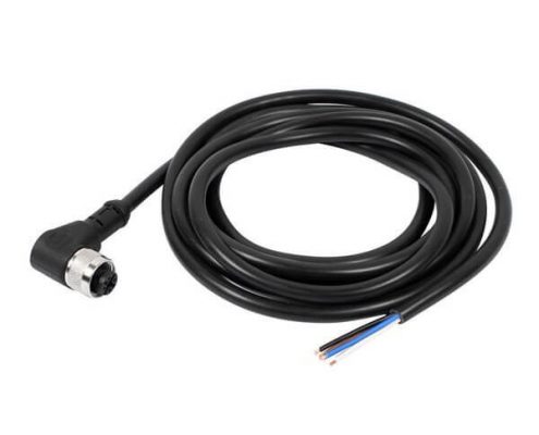 M12連接器 4pin母彎頭A型編碼預(yù)鑄式帶線型防水插頭單邊線1M AWG22