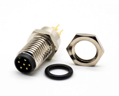 M8連接器直頭接PCB板6芯焊接式防水公頭前鎖板A扣