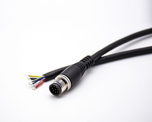 M12電纜直公頭8針A型不帶屏蔽單邊注塑線(xiàn)5米不帶屏蔽
