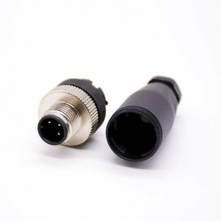 8 (6) m12連接器3芯公轉母直式焊線前鎖板M12連接器A編碼