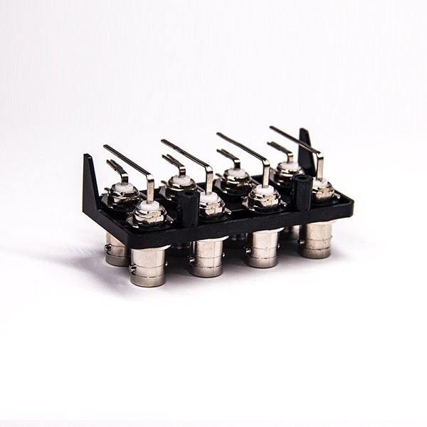 8-holes-female-bnc-connector-angled-through-hole-for-pcb-mount(3) BNC多孔視頻接頭母頭彎式接PCB板射頻同軸連接器