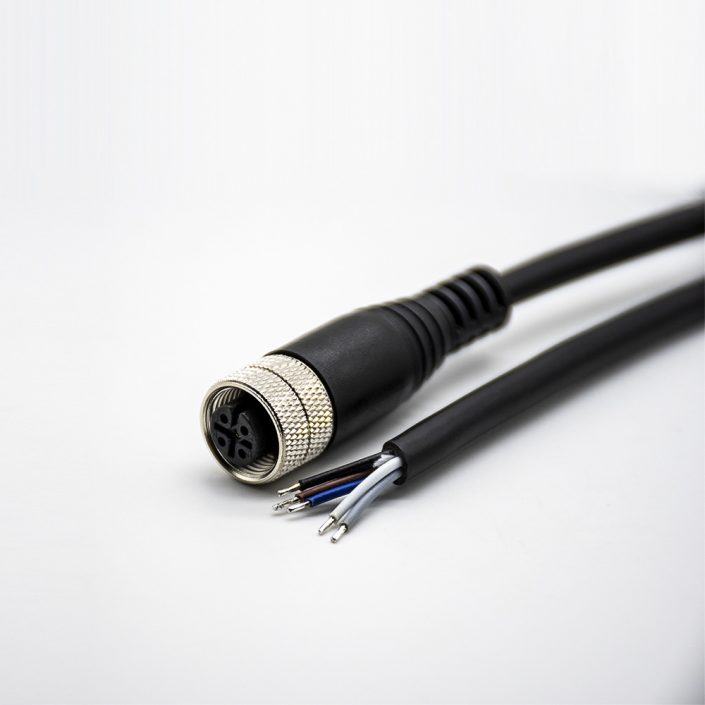 5芯M12接頭母頭直式A型不帶屏蔽接單邊線5米