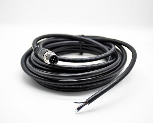 M12航空接頭5芯直公頭A型不帶屏蔽接線焊線單邊線5米