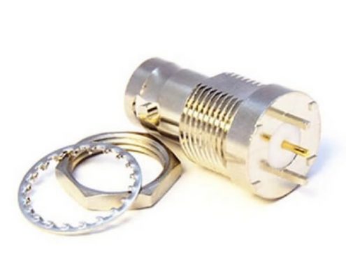 BNC直式母頭連接器穿墻式接PCB插板75歐姆