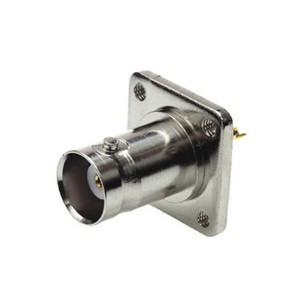 EB-001-0244 帶法蘭BNC連接器4孔母頭前鎖穿墻直式焊接式接線射頻同軸連接器