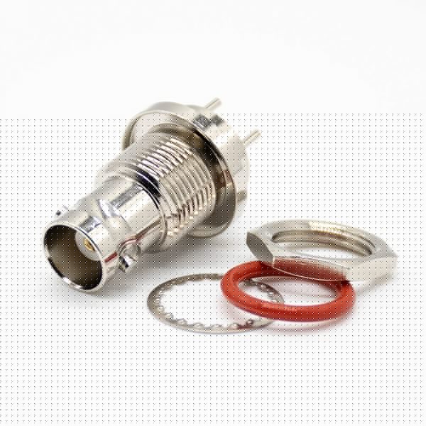 EB-001-0289 BNC接頭防水母頭直式標(biāo)準(zhǔn)75ΩPCB板安裝插孔鍍鎳連接器