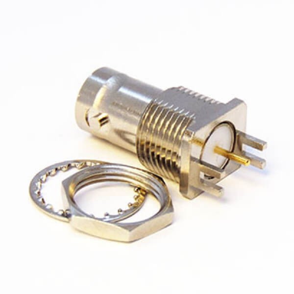 EB-01-0181 直式75歐姆BNC接頭PCB板母頭前鎖穿墻卡板1.6mm鍍鎳