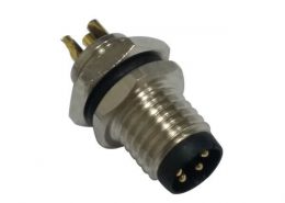 M8 M12連接器防水圓形航空接頭A型4芯焊線母插座