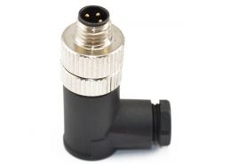 M8插頭IP67防水90度彎角組裝式接線3芯A型公插頭工業(yè)航空連接器