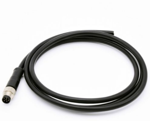 M8注塑成形航空連接器A型直式6芯公插頭帶1米24AWG線