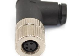 M8彎角防水插頭90度母插頭4芯A型組裝式接線航空插頭