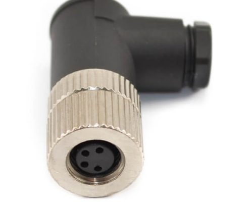 M8彎角防水插頭90度母插頭4芯A型組裝式接線航空插頭