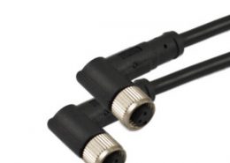 M8彎角母頭成型式90度3芯母插頭轉(zhuǎn)母插頭接1米PVC 24AWG線