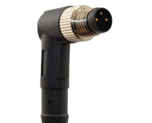 90度M8公頭接線防水3芯接1米24AWG PVC線