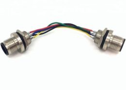 M84芯公轉(zhuǎn)公航空插座板端后鎖4芯公插座轉(zhuǎn)4芯公插座接50CM 24AWG線